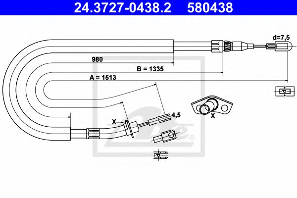 ATE 24.3727-0438.2 Трос, стояночная тормозная система для MERCEDESBENZ (Мерседес бенц) ATE 24.3727-0438.2 Трос, стояночная тормозная система для MERCEDESBENZ (Мерседес бенц)