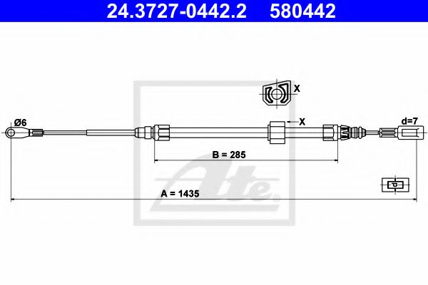 ATE 24.3727-0442.2 Трос, стояночная тормозная система для MERCEDESBENZ (Мерседес бенц) ATE 24.3727-0442.2 Трос, стояночная тормозная система для MERCEDESBENZ (Мерседес бенц)