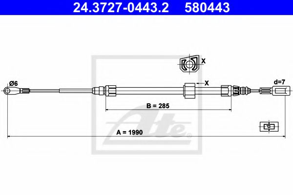 ATE 24.3727-0443.2 Трос, стояночная тормозная система для MERCEDESBENZ (Мерседес бенц) ATE 24.3727-0443.2 Трос, стояночная тормозная система для MERCEDESBENZ (Мерседес бенц)