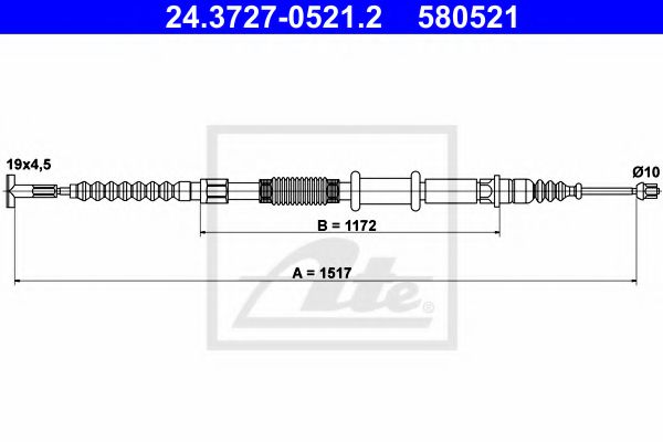 ATE 24.3727-0521.2 Трос, стояночная тормозная система для FIAT TEMPRA (Фиат Тэмпра) ATE 24.3727-0521.2 Трос, стояночная тормозная система для FIAT TEMPRA (Фиат Тэмпра)