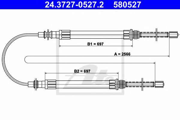 ATE 24.3727-0527.2 Трос, стояночная тормозная система для FIAT DUCATO (Фиат Дукато) ATE 24.3727-0527.2 Трос, стояночная тормозная система для FIAT DUCATO (Фиат Дукато)