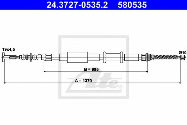 ATE 24.3727-0535.2 Трос, стояночная тормозная система для FIAT BRAVA (Фиат Брава) ATE 24.3727-0535.2 Трос, стояночная тормозная система для FIAT BRAVA (Фиат Брава)