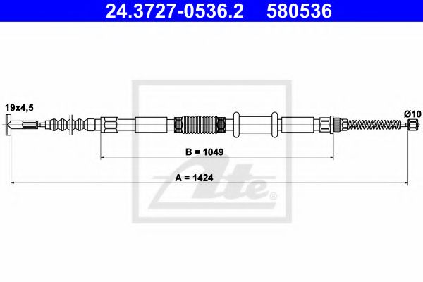 ATE 24.3727-0536.2 Трос, стояночная тормозная система для FIAT BRAVA (Фиат Брава) ATE 24.3727-0536.2 Трос, стояночная тормозная система для FIAT BRAVA (Фиат Брава)