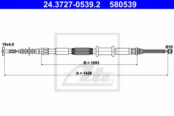 ATE 24.3727-0539.2 Трос, стояночная тормозная система для FIAT BRAVA (Фиат Брава) ATE 24.3727-0539.2 Трос, стояночная тормозная система для FIAT BRAVA (Фиат Брава)