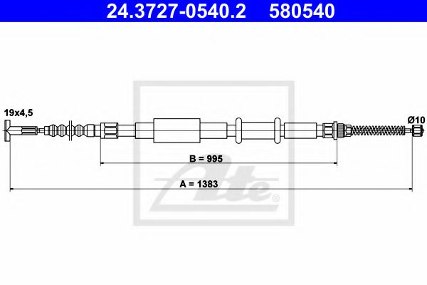 ATE 24.3727-0540.2 Трос, стояночная тормозная система для FIAT BRAVA (Фиат Брава) ATE 24.3727-0540.2 Трос, стояночная тормозная система для FIAT BRAVA (Фиат Брава)
