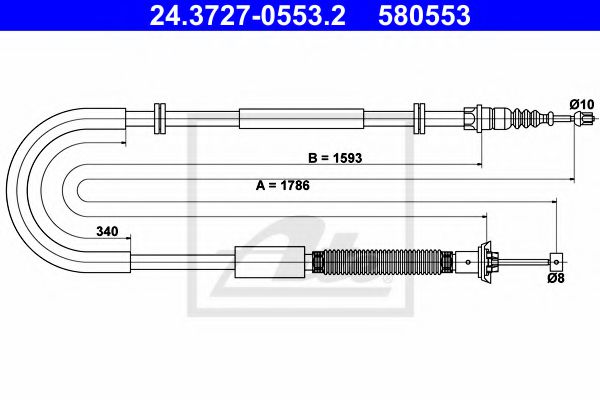 ATE 24.3727-0553.2 Трос, стояночная тормозная система для FIAT STILO (Фиат Стило) ATE 24.3727-0553.2 Трос, стояночная тормозная система для FIAT STILO (Фиат Стило)
