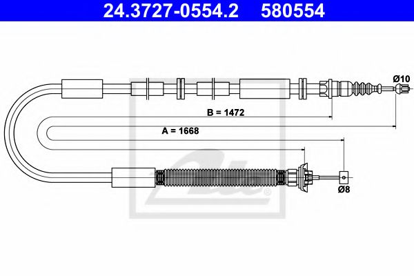 ATE 24.3727-0554.2 Трос, стояночная тормозная система для FIAT STILO (Фиат Стило) ATE 24.3727-0554.2 Трос, стояночная тормозная система для FIAT STILO (Фиат Стило)