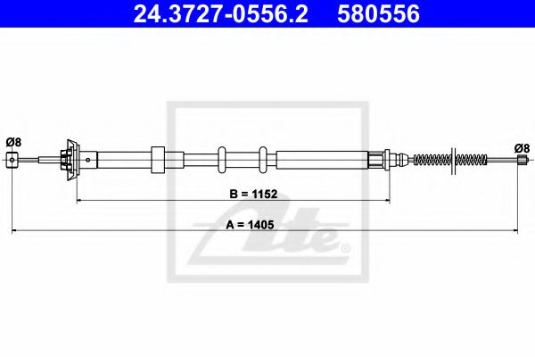 ATE 24.3727-0556.2 Трос, стояночная тормозная система для FIAT PANDA (Фиат Панда) ATE 24.3727-0556.2 Трос, стояночная тормозная система для FIAT PANDA (Фиат Панда)