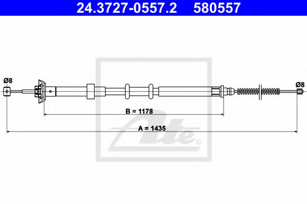 ATE 24.3727-0557.2 Трос, стояночная тормозная система для FIAT PANDA (Фиат Панда) ATE 24.3727-0557.2 Трос, стояночная тормозная система для FIAT PANDA (Фиат Панда)