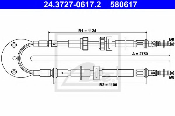 ATE 24.3727-0617.2 Трос, стояночная тормозная система для FORD FIESTA (Форд Фиэста) ATE 24.3727-0617.2 Трос, стояночная тормозная система для FORD FIESTA (Форд Фиэста)