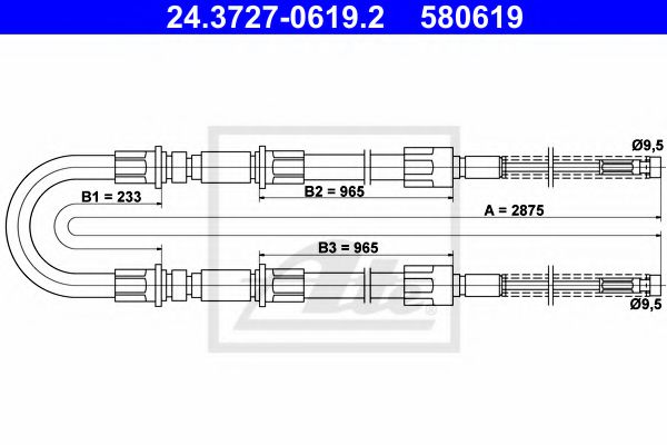 ATE 24.3727-0619.2 Трос, стояночная тормозная система для FORD TRANSIT (Форд Трансит) ATE 24.3727-0619.2 Трос, стояночная тормозная система для FORD TRANSIT (Форд Трансит)