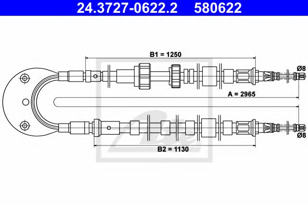 ATE 24.3727-0622.2 Трос, стояночная тормозная система для FORD ORION II (Форд Орион 2) ATE 24.3727-0622.2 Трос, стояночная тормозная система для FORD ORION II (Форд Орион 2)