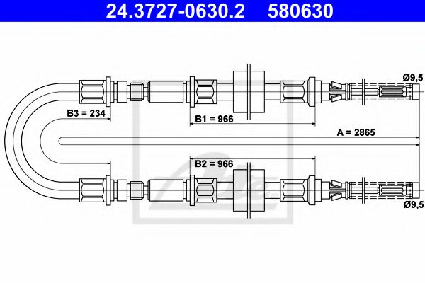 ATE 24.3727-0630.2 Трос, стояночная тормозная система для FORD TRANSIT (Форд Трансит) ATE 24.3727-0630.2 Трос, стояночная тормозная система для FORD TRANSIT (Форд Трансит)