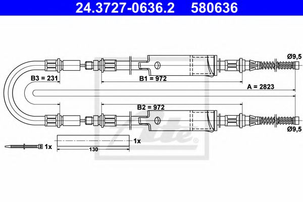 ATE 24.3727-0636.2 Трос, стояночная тормозная система для FORD TRANSIT (Форд Трансит) ATE 24.3727-0636.2 Трос, стояночная тормозная система для FORD TRANSIT (Форд Трансит)