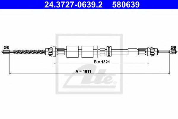 ATE 24.3727-0639.2 Трос, стояночная тормозная система для FORD MONDEO (Форд Мондэо) ATE 24.3727-0639.2 Трос, стояночная тормозная система для FORD MONDEO (Форд Мондэо)