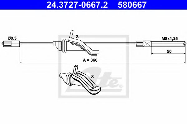 ATE 24.3727-0667.2 Трос, стояночная тормозная система для FORD KUGA I (Форд Куга 1) ATE 24.3727-0667.2 Трос, стояночная тормозная система для FORD KUGA I (Форд Куга 1)