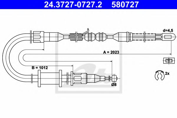 ATE 24.3727-0727.2 Трос, стояночная тормозная система для OPEL ASCONA C (Опель Асcона c) ATE 24.3727-0727.2 Трос, стояночная тормозная система для OPEL ASCONA C (Опель Асcона c)