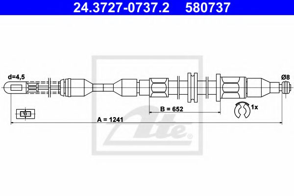 ATE 24.3727-0737.2 Трос, стояночная тормозная система для OPEL CORSA A (Опель Cорса а) ATE 24.3727-0737.2 Трос, стояночная тормозная система для OPEL CORSA A (Опель Cорса а)