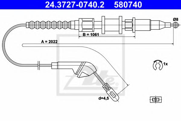 ATE 24.3727-0740.2 Трос, стояночная тормозная система для OPEL (Опель)