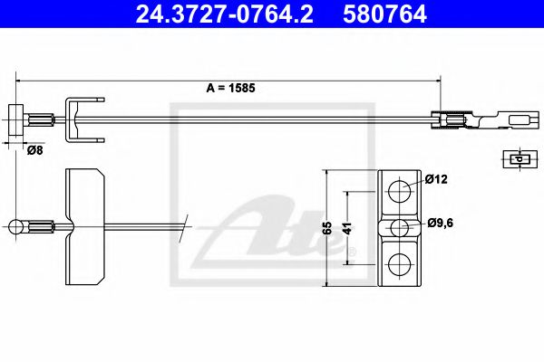 ATE 24.3727-0764.2 Трос, стояночная тормозная система для OPEL (Опель) ATE 24.3727-0764.2 Трос, стояночная тормозная система для OPEL (Опель)