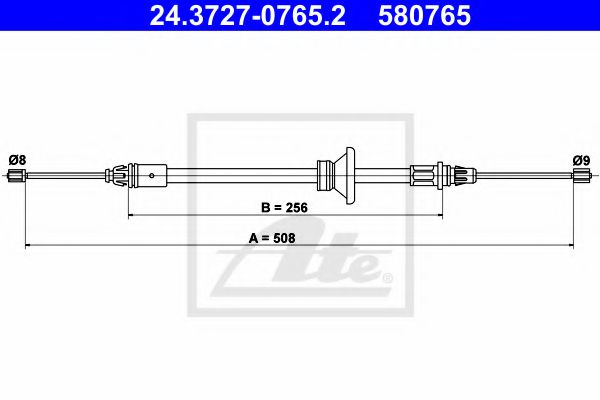 ATE 24.3727-0765.2 Трос, стояночная тормозная система для OPEL (Опель) ATE 24.3727-0765.2 Трос, стояночная тормозная система для OPEL (Опель)