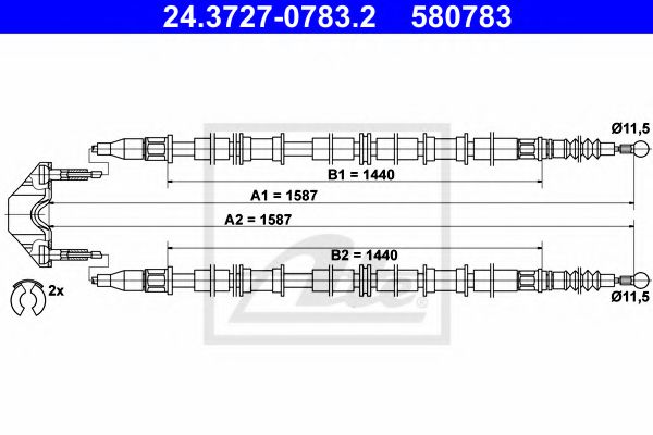 ATE 24.3727-0783.2 Трос, стояночная тормозная система для OPEL (Опель) ATE 24.3727-0783.2 Трос, стояночная тормозная система для OPEL (Опель)