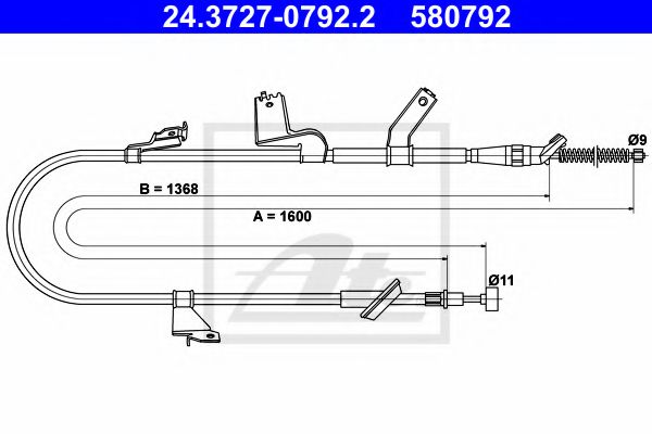 ATE 24.3727-0792.2 Трос, стояночная тормозная система для SUZUKI (Сузуки) ATE 24.3727-0792.2 Трос, стояночная тормозная система для SUZUKI (Сузуки)