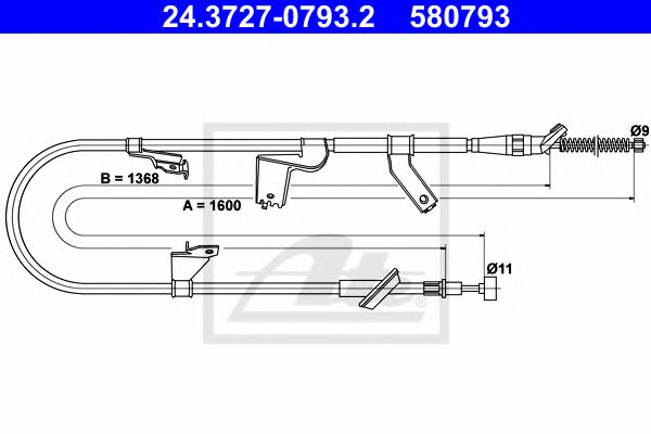 ATE 24.3727-0793.2 Трос, стояночная тормозная система для SUZUKI (Сузуки) ATE 24.3727-0793.2 Трос, стояночная тормозная система для SUZUKI (Сузуки)