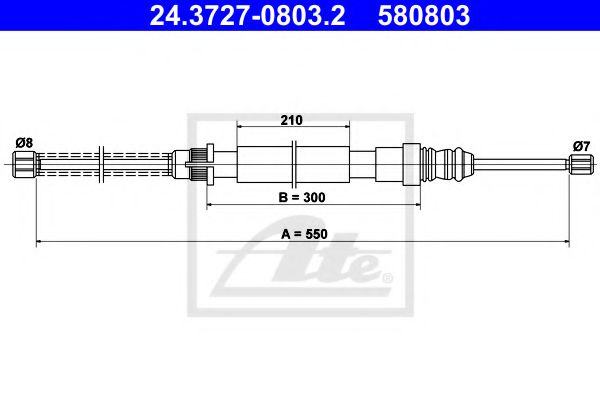 ATE 24.3727-0803.2 Трос, стояночная тормозная система для PEUGEOT 405 II (Пежо 405 2) ATE 24.3727-0803.2 Трос, стояночная тормозная система для PEUGEOT 405 II (Пежо 405 2)