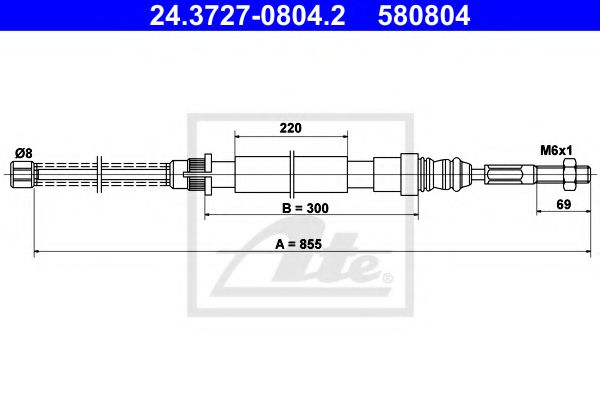 ATE 24.3727-0804.2 Трос, стояночная тормозная система для PEUGEOT 405 II (Пежо 405 2) ATE 24.3727-0804.2 Трос, стояночная тормозная система для PEUGEOT 405 II (Пежо 405 2)