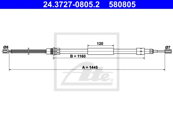 ATE 24.3727-0805.2 Трос, стояночная тормозная система для PEUGEOT 309 II (Пежо 309 2) ATE 24.3727-0805.2 Трос, стояночная тормозная система для PEUGEOT 309 II (Пежо 309 2)
