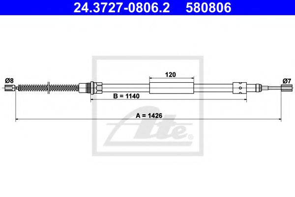 ATE 24.3727-0806.2 Трос, стояночная тормозная система для PEUGEOT 309 II (Пежо 309 2) ATE 24.3727-0806.2 Трос, стояночная тормозная система для PEUGEOT 309 II (Пежо 309 2)