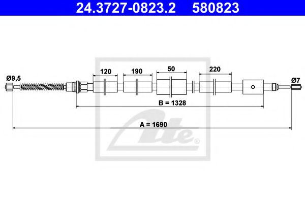 ATE 24.3727-0823.2 Трос, стояночная тормозная система для PEUGEOT (Пежо) ATE 24.3727-0823.2 Трос, стояночная тормозная система для PEUGEOT (Пежо)
