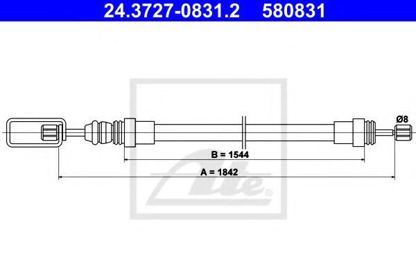 ATE 24.3727-0831.2 Трос, стояночная тормозная система для PEUGEOT 405 II (Пежо 405 2) ATE 24.3727-0831.2 Трос, стояночная тормозная система для PEUGEOT 405 II (Пежо 405 2)