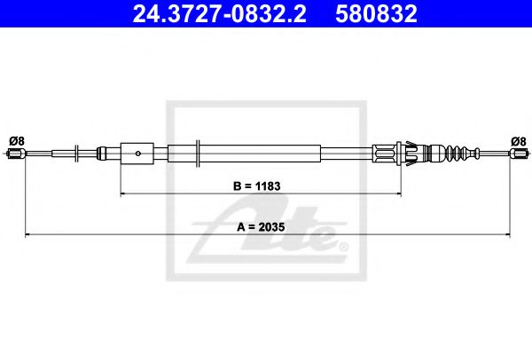 ATE 24.3727-0832.2 Трос, стояночная тормозная система для CITROËN C4 I (CитроËн С4 и) ATE 24.3727-0832.2 Трос, стояночная тормозная система для CITROËN C4 I (CитроËн С4 и)