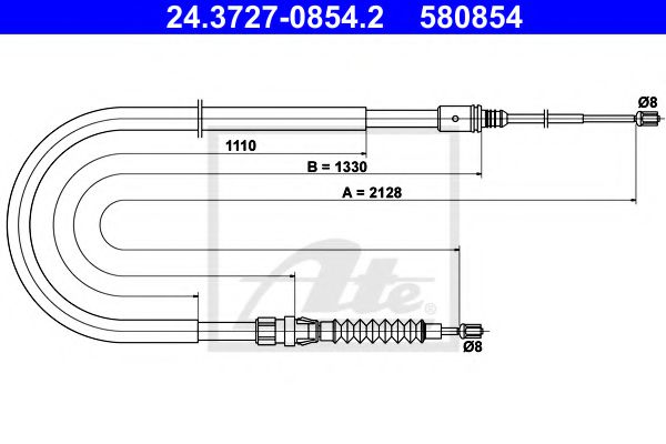ATE 24.3727-0854.2 Трос, стояночная тормозная система для PEUGEOT 308 SW (Пежо 308 св) ATE 24.3727-0854.2 Трос, стояночная тормозная система для PEUGEOT 308 SW (Пежо 308 св)