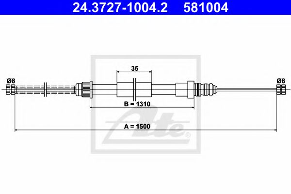 ATE 24.3727-1004.2 Трос, стояночная тормозная система для RENAULT LE CAR (Рено Лэ cар) ATE 24.3727-1004.2 Трос, стояночная тормозная система для RENAULT LE CAR (Рено Лэ cар)