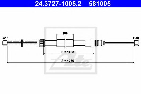ATE 24.3727-1005.2 Трос, стояночная тормозная система для RENAULT SUPER 5 (Рено Супэр 5) ATE 24.3727-1005.2 Трос, стояночная тормозная система для RENAULT SUPER 5 (Рено Супэр 5)