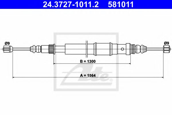 ATE 24.3727-1011.2 Трос, стояночная тормозная система для RENAULT 19 II (Рено 19 2) ATE 24.3727-1011.2 Трос, стояночная тормозная система для RENAULT 19 II (Рено 19 2)