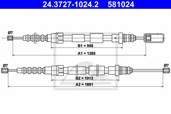 ATE 24.3727-1024.2 Трос, стояночная тормозная система для RENAULT ESPACE II (Рено Эспейс 2) ATE 24.3727-1024.2 Трос, стояночная тормозная система для RENAULT ESPACE II (Рено Эспейс 2)