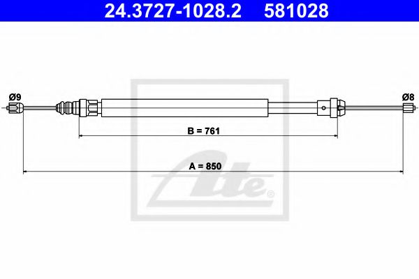 ATE 24.3727-1028.2 Трос, стояночная тормозная система для RENAULT SAFRANE II (Рено Сафран 2) ATE 24.3727-1028.2 Трос, стояночная тормозная система для RENAULT SAFRANE II (Рено Сафран 2)