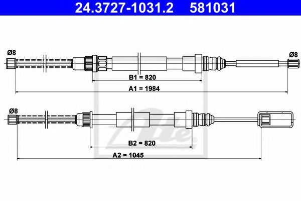 ATE 24.3727-1031.2 Трос, стояночная тормозная система для RENAULT ESPACE I (Рено Эспаcэ и) ATE 24.3727-1031.2 Трос, стояночная тормозная система для RENAULT ESPACE I (Рено Эспаcэ и)