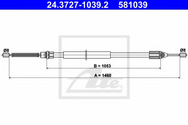 ATE 24.3727-1039.2 Трос, стояночная тормозная система для RENAULT TWINGO I (Рено Твинго 1) ATE 24.3727-1039.2 Трос, стояночная тормозная система для RENAULT TWINGO I (Рено Твинго 1)