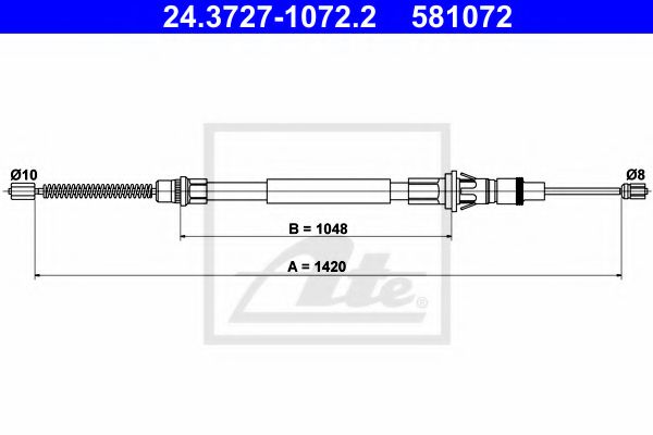 ATE 24.3727-1072.2 Трос, стояночная тормозная система для RENAULT MASTER II (Рено Мастэр 2) ATE 24.3727-1072.2 Трос, стояночная тормозная система для RENAULT MASTER II (Рено Мастэр 2)