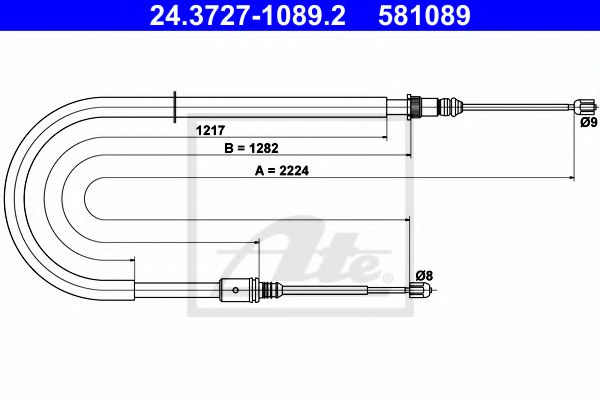 ATE 24.3727-1089.2 Трос, стояночная тормозная система для RENAULT LAGUNA III ER (Рено Лагуна 3 ер) ATE 24.3727-1089.2 Трос, стояночная тормозная система для RENAULT LAGUNA III ER (Рено Лагуна 3 ер)
