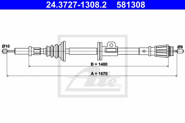 ATE 24.3727-1308.2 Трос, стояночная тормозная система для VOLVO (Вольво) ATE 24.3727-1308.2 Трос, стояночная тормозная система для VOLVO (Вольво)