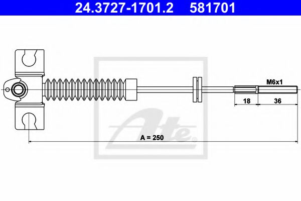 ATE 24.3727-1701.2 Трос, стояночная тормозная система для NISSAN MARCH II (Ниссан Марч 2) ATE 24.3727-1701.2 Трос, стояночная тормозная система для NISSAN MARCH II (Ниссан Марч 2)