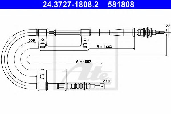 ATE 24.3727-1808.2 Трос, стояночная тормозная система для MAZDA XEDOS 6 (Мазда Кседос 6) ATE 24.3727-1808.2 Трос, стояночная тормозная система для MAZDA XEDOS 6 (Мазда Кседос 6)