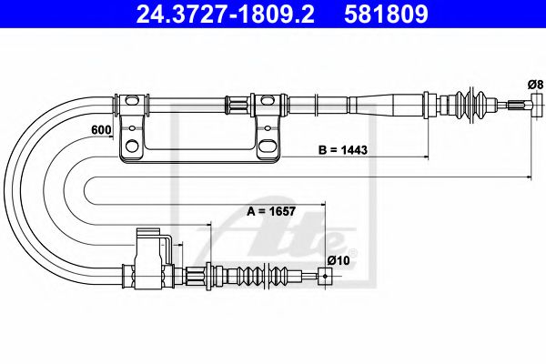 ATE 24.3727-1809.2 Трос, стояночная тормозная система для MAZDA XEDOS 6 (Мазда Кседос 6) ATE 24.3727-1809.2 Трос, стояночная тормозная система для MAZDA XEDOS 6 (Мазда Кседос 6)