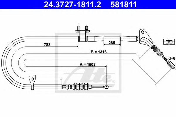 ATE 24.3727-1811.2 Трос, стояночная тормозная система для MAZDA (Мазда) ATE 24.3727-1811.2 Трос, стояночная тормозная система для MAZDA (Мазда)